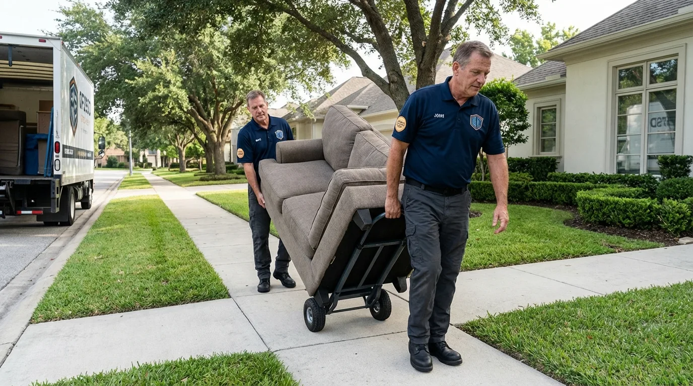 Local residential moving crew loading furniture in Windham, OH